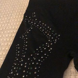 Connection 18 seamless studded tights leggings black ankle footless